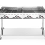 Green Fire met 4 branders, HENDI, Profi Line, op verrijdbaar onderstel, Lichtgrijs, 22kW, 1400x612x(H)825mm