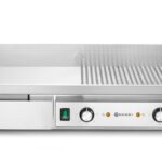 Bakplaat, half vlak, half geribbeld, HENDI, Budget Line, 400V/4400W, 720x460x(H)241mm