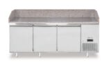 Pizzakoelwerkbank met granieten werkblad, 3-deurs, Arktic, 375L, graniet, 230V/400W, 2010x800x(H)875mm