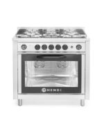 Gasfornuis - 5 pits met elektrische oven, HENDI, Kitchen Line, Zilver, 230V/2900W, 14,3kW, 900x653x(H)900mm