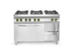 Gasfornuis Kitchen Line 6-pits met convectieoven GN 1/1, HENDI, Kitchen Line, 230V/3000W, 28,5kW, 1200x722x(H)900mm