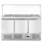Saladette met 3 deuren en glazen vitrine 380L, Arktic, 230V/310W, 1390x702x(H)1330mm