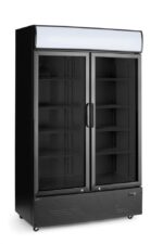 Backbar koelkast met lichtbak, dubbele deur, Arktic, 512L, Zwart, 220-240V/510W, 1120x585x(H)1900mm