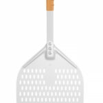 Pizzaschep vierkant geperforeerd met korte handgreep, HENDI, 300x660mm