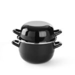 Mosselpan geëmailleerd - met deksel, HENDI, 2L, ⌀200x(H)180mm