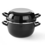 Mosselpan geëmailleerd - met deksel, HENDI, 4,2L, ⌀260x(H)210mm
