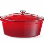 Braadpan geëmailleerd gietijzer, HENDI, 6,88L, Rood, 405x255x(H)134mm