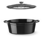Braadpan geëmailleerd gietijzer, HENDI, 6,88L, Zwart, 405x255x(H)134mm