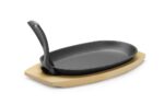 Gietijzeren schaal met houten onderlegger en greep, HENDI, Zwart, 280x140x(H)30mm - Afbeelding 3