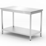 Centrale tafel met plank – geschroefd, diepte 600 mm, HENDI, Profi Line, 1200x600x(H)850mm