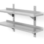 Dubbele wandplank, in hoogte verstelbaar, met 2 beugels, HENDI, 1000x300x(H)600mm