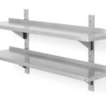 Dubbele wandplank, in hoogte verstelbaar, met 2 beugels, HENDI, 1200x300x(H)600mm