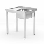 Spoeltafel met plank – geschroefd, diepte 600 mm, HENDI, Profi Line, Rechterkant, 800x600x(H)850mm