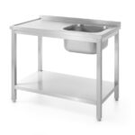 Spoeltafel met plank – geschroefd, diepte 600 mm, HENDI, Profi Line, Rechterkant, 1000x600x(H)850mm