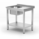 Spoeltafel met plank – geschroefd, diepte 600 mm, HENDI, Profi Line, Linkerkant, 800x600x(H)850mm