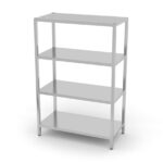 Opbergrek met 4 volledige planken – geschroefd, HENDI, Kitchen Line, 1000x500x(H)1800mm