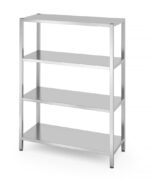 Opbergrek met 4 volledige planken – geschroefd, HENDI, Kitchen Line, 1200x500x(H)1800mm