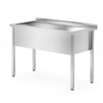 Tafel met enkele wasbak – gelast, diepte 700 mm, kamerhoogte 300 mm, HENDI, Profi Line, 1000x700x(H)850mm