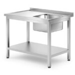 Spoeltafel met plank – geschroefd, diepte 700 mm, HENDI, Profi Line, Rechts, 1000x700x(H)850mm