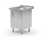 Wastafel, gelast, met kast en scharnierende deuren, HENDI, Profi Line, 600x600x(H)850mm