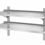 Dubbele wandplank, verstelbaar, met 2 beugels., HENDI, 1000x400x(H)600mm