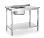 Spoeltafel met legplank, met bouten, HENDI, Kitchen Line, Spoelbak aan de linkerkant, 800x600x(H)850mm