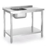 Spoeltafel met legplank, met bouten, HENDI, Kitchen Line, Spoelbak aan de linkerkant, 800x600x(H)850mm