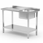 Spoeltafel met legplank, met bouten, HENDI, Kitchen Line, Spoelbak aan de rechterkant, 1000x600x(H)850mm