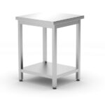 Centrale tafel met plank - geschroefd, diepte 600 mm, HENDI, Kitchen Line, 600x600x(H)850mm