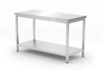 Centrale tafel met plank - geschroefd, diepte 600 mm, HENDI, Kitchen Line, 1200x600x(H)850mm