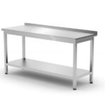 Wandtafel met plank – geschroefd, diepte 600 mm, HENDI, Kitchen Line, 1200x600x(H)850mm