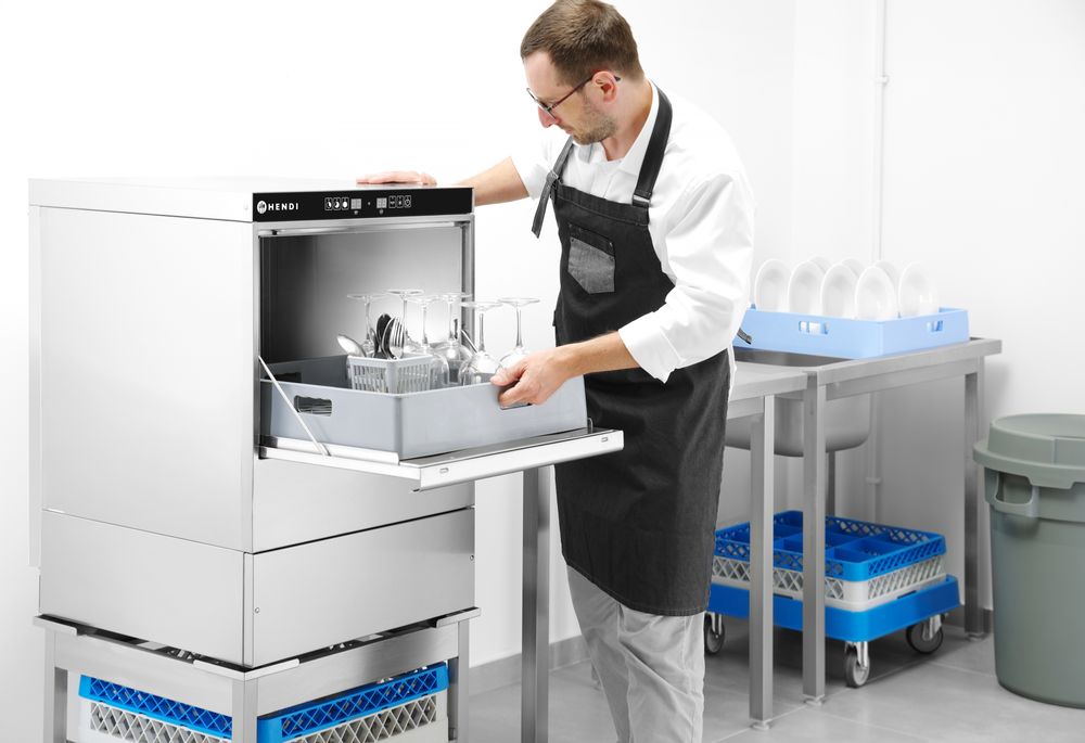 Vaatwasser 40x40 - elektronische bediening, HENDI, 230V/2800W, 470x510x(H)710mm