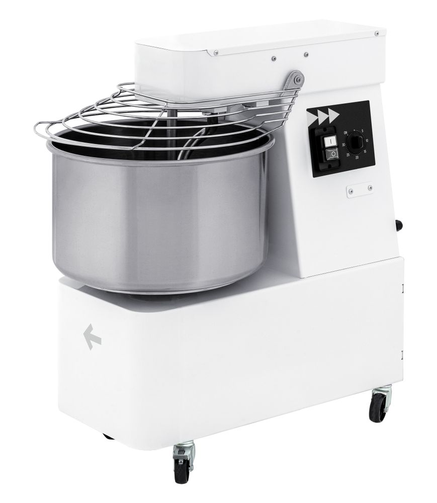 Spiral mixer with fixed head and bowl
