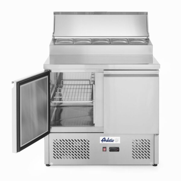 Two door salad counter with raised GN display 300L