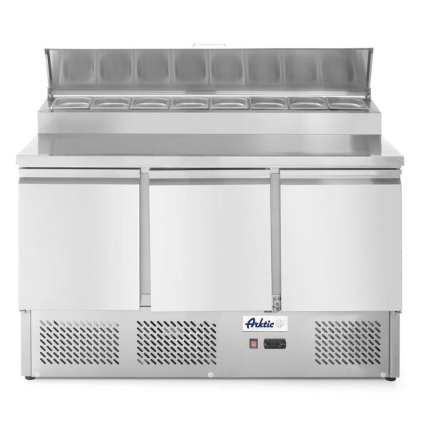 Three door salad counter with raised GN display 380L