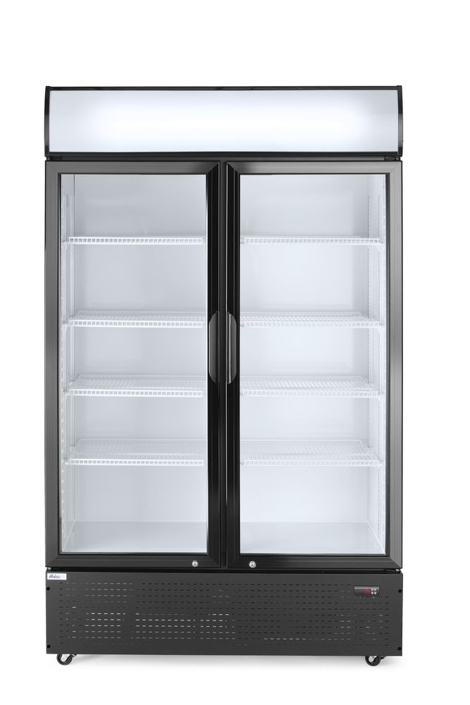Back bar refrigerator with a backlit panel