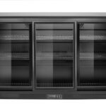Back bar refrigerator with triple sliding doors