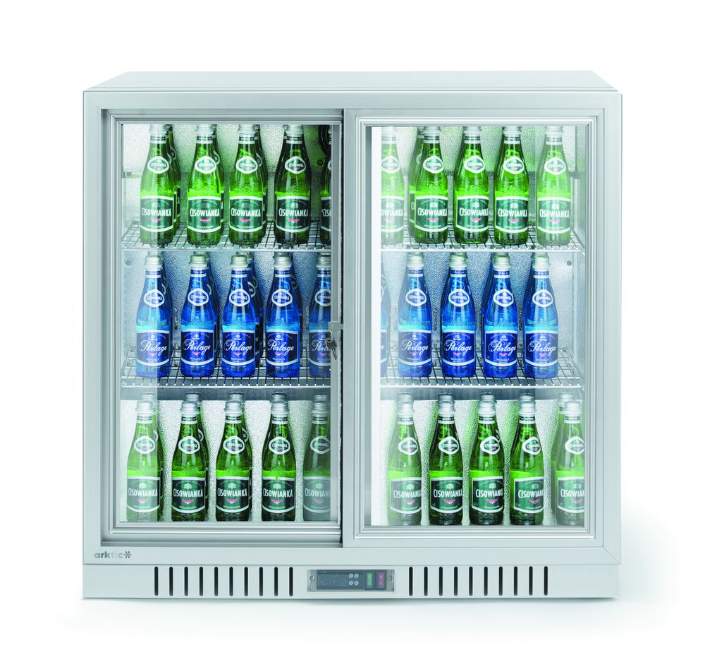 Back bar refrigerator with 2 sliding doors