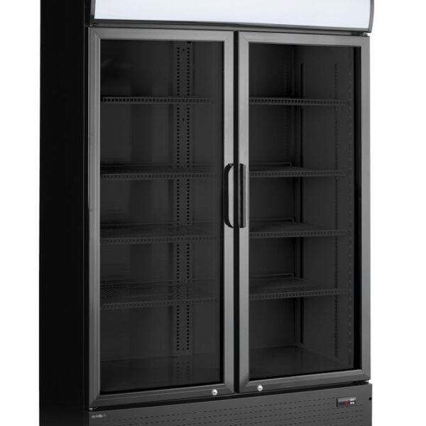 Back bar refrigerator with a backlit panel