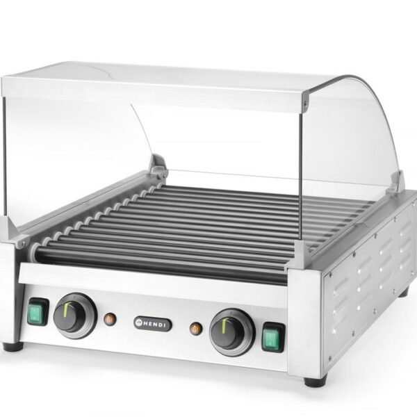 Glass cover for sausage roller grills