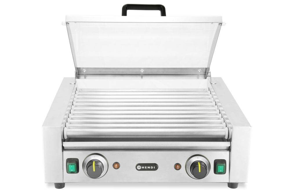 Sausage rolling grill - 2 zones with energy-saving cover