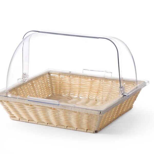 Basket with roll top cover