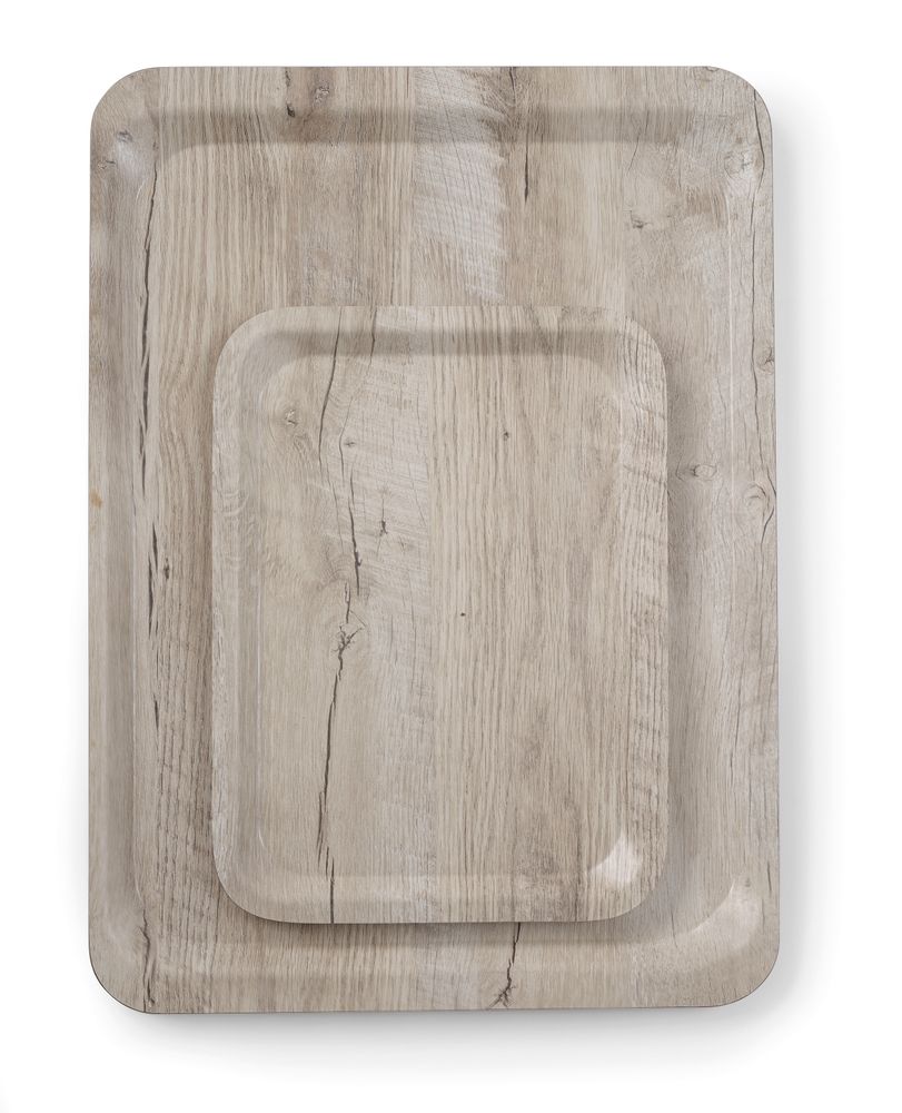 Serving tray with melamine laminate
