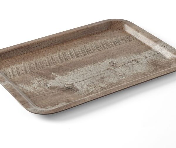 Serving tray with melamine laminate