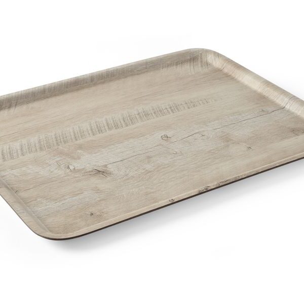 Serving tray with melamine laminate