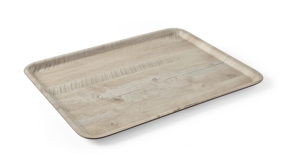 Serving tray with melamine laminate