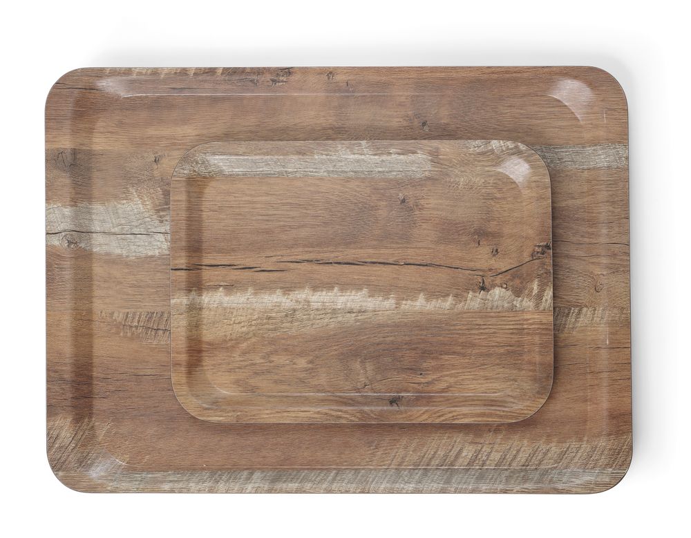 Serving tray with melamine laminate