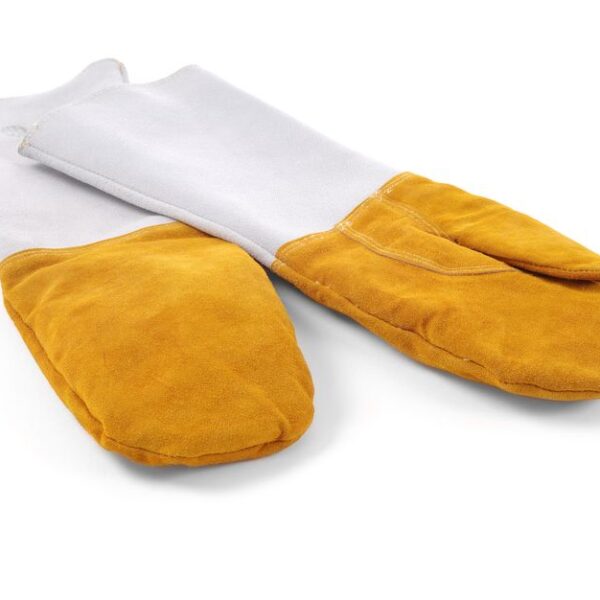 Heat resistant leather barbecue mitts - 2 pcs