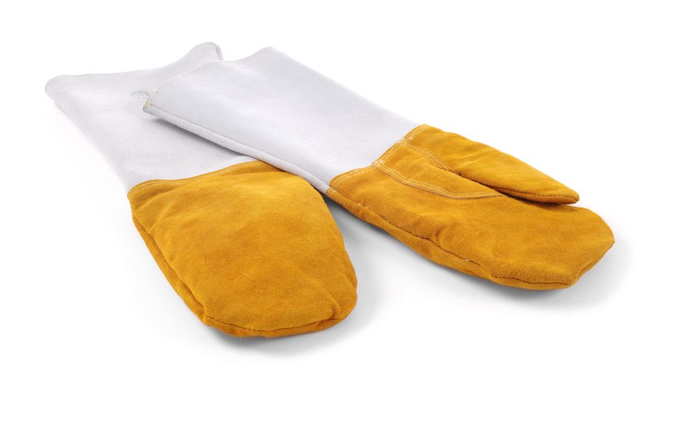 Heat resistant leather barbecue mitts - 2 pcs