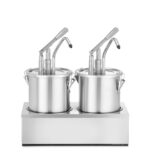 Set: 2 x Stainless steel sauce container with dispenser